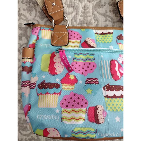 Lily Bloom NWOT Colorful Whimsical Bakery Cupcakes Themed Handbag Purse - Picture 5 of 9